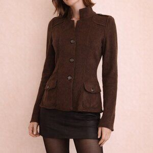 Vintage Y2K Banana Republic Brown Knit Alpaca Wool Cardigan Jacket Sz S